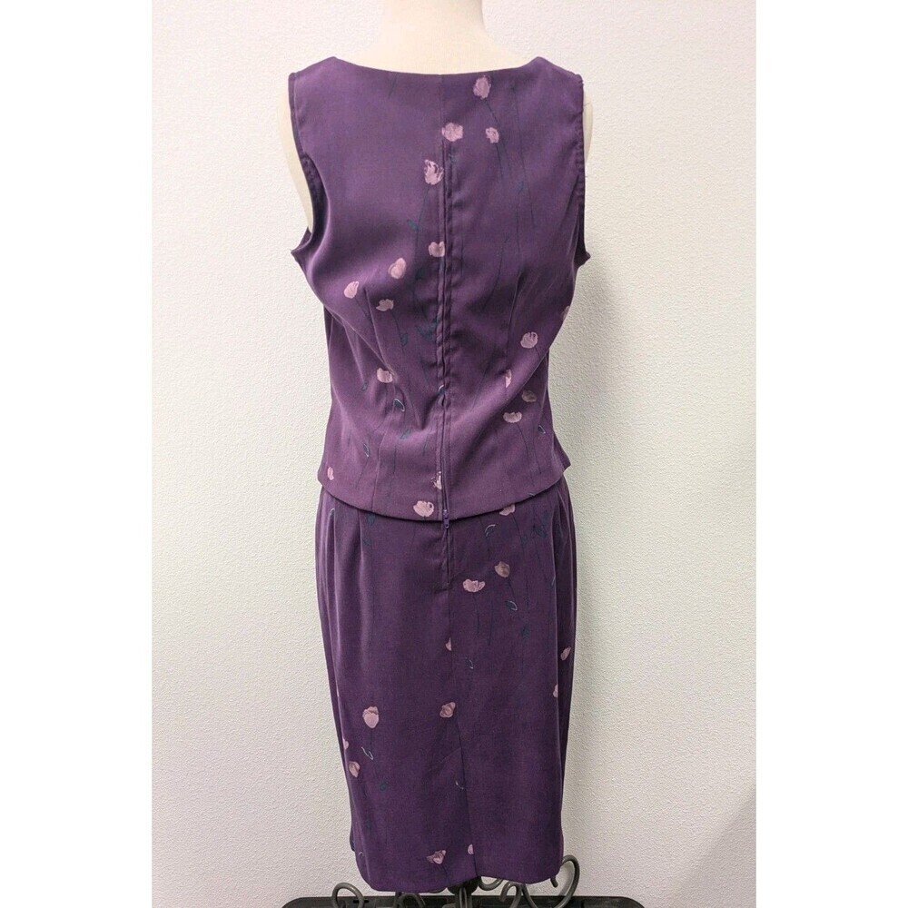 Vintage Y2K 2 pc Purple Floral Square Neck Top and Skirt sz 10/M Retro Coquette - Picture 4 of 16